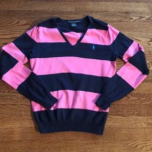 Ralph Lauren navy and pink sweater
